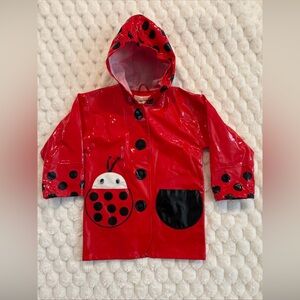Kidorable Ladybug Rain Jacket 4T Red Black Polka Dot Coat Hoodie Slicky